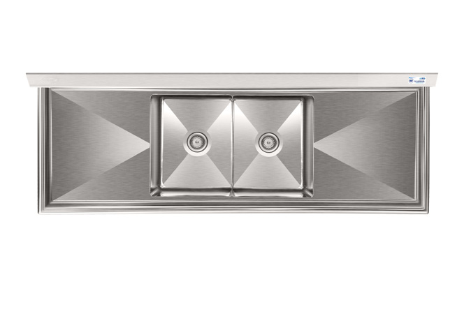 Product image #5 for KoolMore 84-Inch 2-Compartment Commercial Sink with Dual Drainboards and Legs