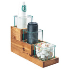 Thumbnail image #2 for Cal-Mil Madera 3612-4-99 3-Tier Wood Condiment Stair-Step Display with 3 Glass Jars