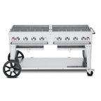 Thumbnail image #1 for Crown Verity Mobile Cooking CV-MCB-60-SI 50/100 Mobile Outdoor LP Charbroiler, 8 Burners, Stainless Steel