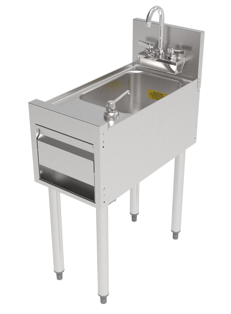 Product image #6 for Perlick Top Shelf 12-Inch Full-Depth Freestanding Underbar Hand Sink with Integrated Soap and Paper Towel Dispensers