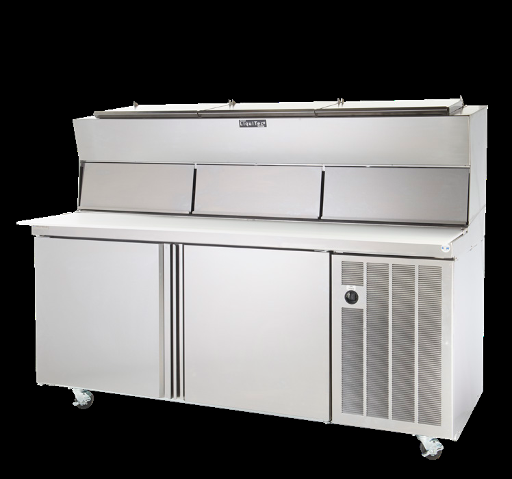 Product image #6 for Delfield LiquiTec 72-Inch Two-Section Refrigerated Pizza Prep Table with Dual Raised Rails and 6-Pan Capacity