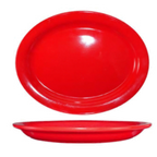 Thumbnail image #1 for International Tableware Cancun CA-14-CR Ceramic Oval Platter, 12-1/2" x 9", Rolled Edge, Crimson Red 1 Dozen