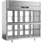 Thumbnail image #1 for Victory Refrigeration UltraSpec™ RS-3D-S1-PT-HG-HC Three-Section Pass-Through Reach-In Refrigerator, Glass Half Doors, Stainless Steel