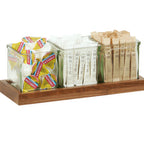 Thumbnail image #1 for Cal-Mil 23183-78 3-Jar Wood Condiment Display, Walnut, 12.75"W x 5"D x 4.5"H