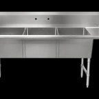 Thumbnail image #1 for Klinger's Trading SDT31820DL Comp Corner Sink with 15" Double Drainboards, 15x15x12D, 18g 3 stainless legs and cross bracing