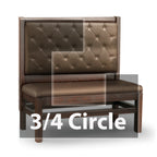 Thumbnail image #1 for JustChair Manufacturing JBSB-WT-SBT-TQ-48-GR2 Three-Quarter Circle Banquette Booth, 3-Corner, Wood Frame, Upholstered Seat and Back