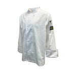 Thumbnail image #1 for Thunder Group CJ304WHM Men's White Chef Jacket, French Cuffs, Tapered Long Sleeve, Medium, 65/35 Poly/Cotton Case of 12