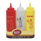 Thumbnail image #1 for TableCraft Products Nostalgia 1112KMC 12 oz 3-Piece Squeeze Bottle Set, Cone Tip, Soft Polyethylene Case of 12