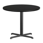 Thumbnail image #1 for Flash Furniture XU-RD-36-BLKTB-T3030-GG 36" Round Black Laminate Table with 30" Pedestal Base and Black PVC Edge