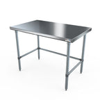 Thumbnail image #1 for NBR Equipment TG-3630-X 18-Gauge 430 Stainless Steel Flat-Top Work Table, 36W x 30D x 35-3/4H, Galvanized Legs