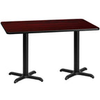 Thumbnail image #1 for Flash Furniture XU-MAHTB-3060-T2222-GG 60" x 30" Rectangular Dining Table, Mahogany Laminate, Black PVC Edge, Two X-Bases