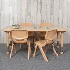 Thumbnail image #2 for Flash Furniture Emmy YU-YCY-060-0034-RECT-TBL-NAT-GG Preschool Activity Table Set with 4 Stacking Chairs, Rectangular, Adjustable Height, Natural