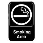 Thumbnail image #1 for Thunder Group PLIS6902BK Smoking Area Information Sign, 6 x 9 in, Self-Adhesive, White Lettering on Black Background Case of 72