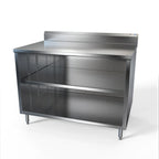 Thumbnail image #1 for NBR Equipment TCB-7230R5 Stainless Steel Work Table, Open-Front Cabinet Base, Adjustable Shelf, 72"W x 30"D, 5" Riser