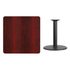 Thumbnail image #2 for Flash Furniture XU-MAHTB-3636-TR24-GG Square Pedestal Dining Table, 36"W x 36"D, Mahogany Laminate, Black PVC Edge