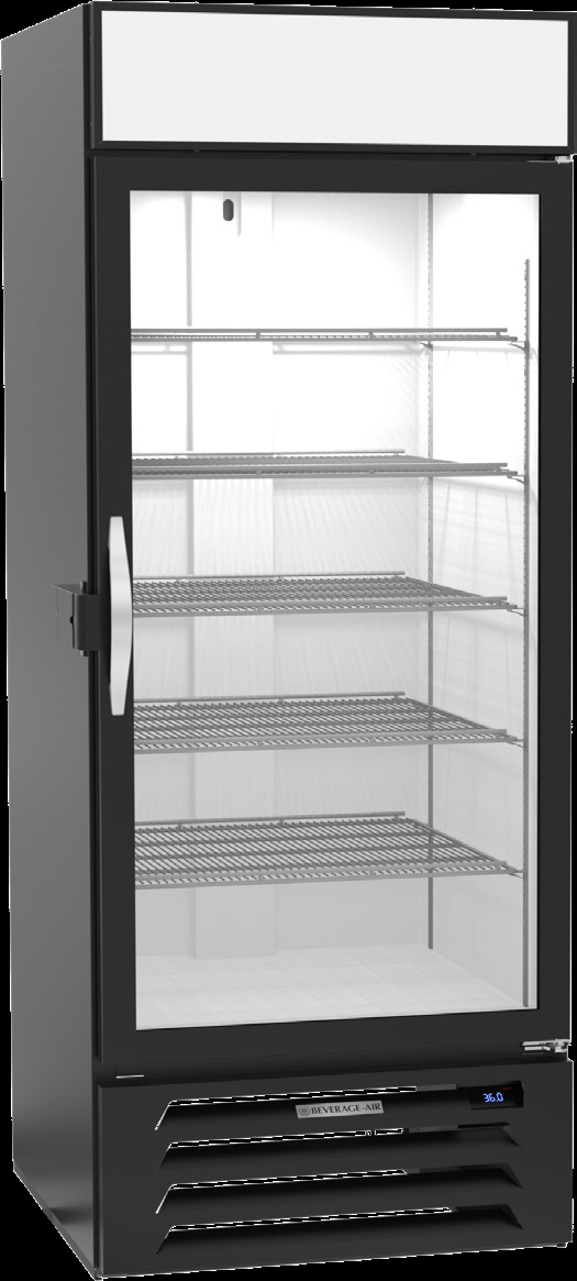 Product image #5 for Beverage-Air MarketMax IQ One-Section Reach-In Glass Door Merchandiser Refrigerator with Electronic Lock, Black, 25.97 Cu. Ft.