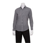 Thumbnail image #1 for Chef Works Gingham W500-BWC-2XL Women's Gingham Dress Shirt, Long Sleeve, White/Black Check, Poly/Cotton, 2XL