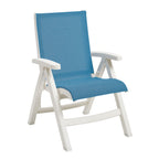 Thumbnail image #1 for Grosfillex Jamaica Beach UT096004 Midback Folding Sling Chair, Sky Blue Seat and Back, White Plastic Frame Case of 2