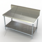 Thumbnail image #1 for AERO Manufacturing Aerospec 1TGB-30120 Stainless Steel Work Table, 120"W x 30"D, 10"H Backsplash, Galvanized Undershelf