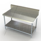 Thumbnail image #1 for AERO Aerospec 1TGB-3072 Stainless Steel Work Table, 72W x 30D x 45H, 14-Gauge 304 Top, 10-In Backsplash, Galvanized Undershelf