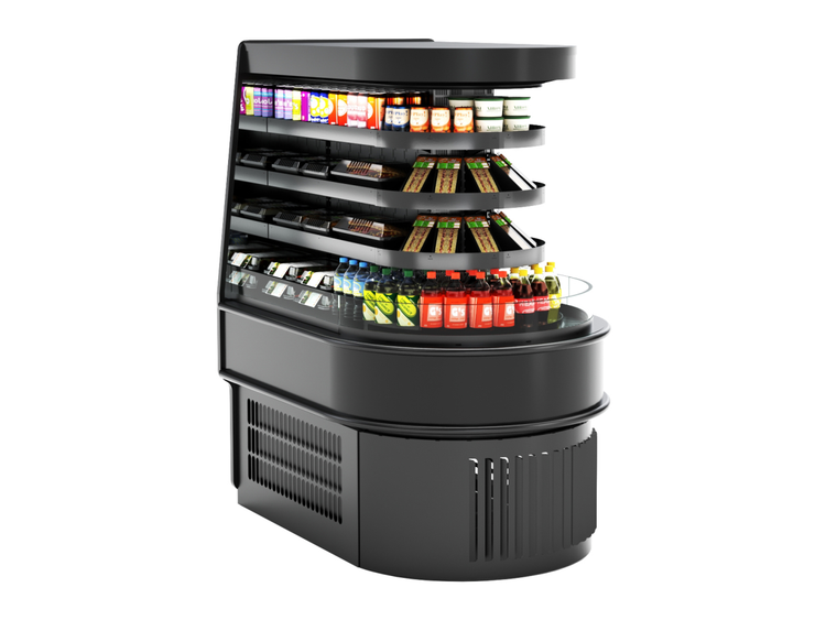 Product image #5 for Oasis Self-Service Refrigerated End Cap Display Case, Curved Open Front