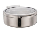 Thumbnail image #1 for Eastern Tabletop Jazz 3879G 4 qt Round Stainless Steel Induction Chafer with Hinged Glass Cover