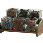 Thumbnail image #1 for Cal-Mil Melrose 27015-6-136 6-Jar Wood Condiment Organizer, 2-Tier, Chocolate Brown, 9.5 x 13.5 x 7.5 in