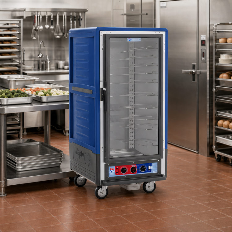 Product image #2 for Metro C5 3 Series Mobile 3/4 Height Combination Heated Holding and Proofing Cabinet with Clear Polycarbonate Door and Blue Insulation Armour