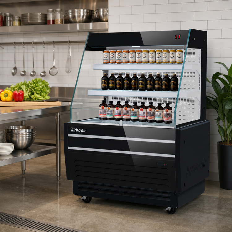 Product image #3 for Turbo Air Horizontal Low Profile Open-Air Cooler with Glass Side Panels, 37-Inch Wide, 4.2 Cu. Ft.