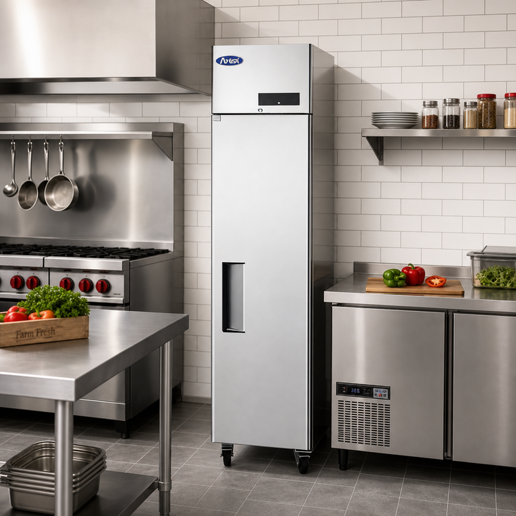 Product image #3 for Atosa 13 Cu. Ft. Top-Mount Self-Contained Reach-In Refrigerator, 1-Section, Stainless Steel, Solid Locking Door