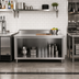 Thumbnail image #2 for Stainless Steel Underbar Work Table with Open Front Cabinet Base, 60 x 24 Inches, 5 Inch Backsplash