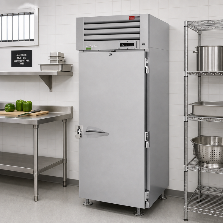 Product image #2 for Turbo Air PRO Series One-Section Correctional Facility Reach-In Refrigerator with Locking Solid Door, 25.41 Cu. Ft.