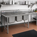 Thumbnail image #2 for Eagle Group 414 Series 99-Inch Three-Compartment Coved Corner Sink with 24-Inch Right-Hand Drainboard