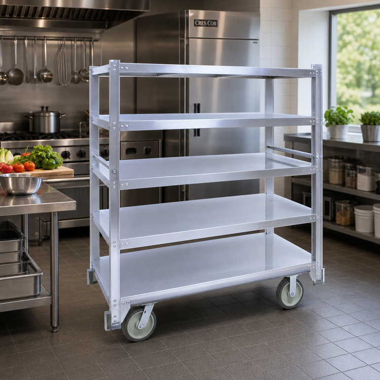 Product image #2 for Cres Cor Aluminum Queen Mary Cart with 5 Shelves and 8-Inch Swivel Casters