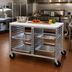 Thumbnail image #2 for 42 Inch x 25 Inch Double Section Aluminum Bun Pan Rack Work Table with Poly Top