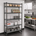 Thumbnail image #2 for Cambro Camshelving® Basics Plus CBU184284VS5580 5-Tier Stationary Starter Polymer Shelving Unit, 18"D x 42"W x 84"H, Vented/Solid, Brushed Graphite