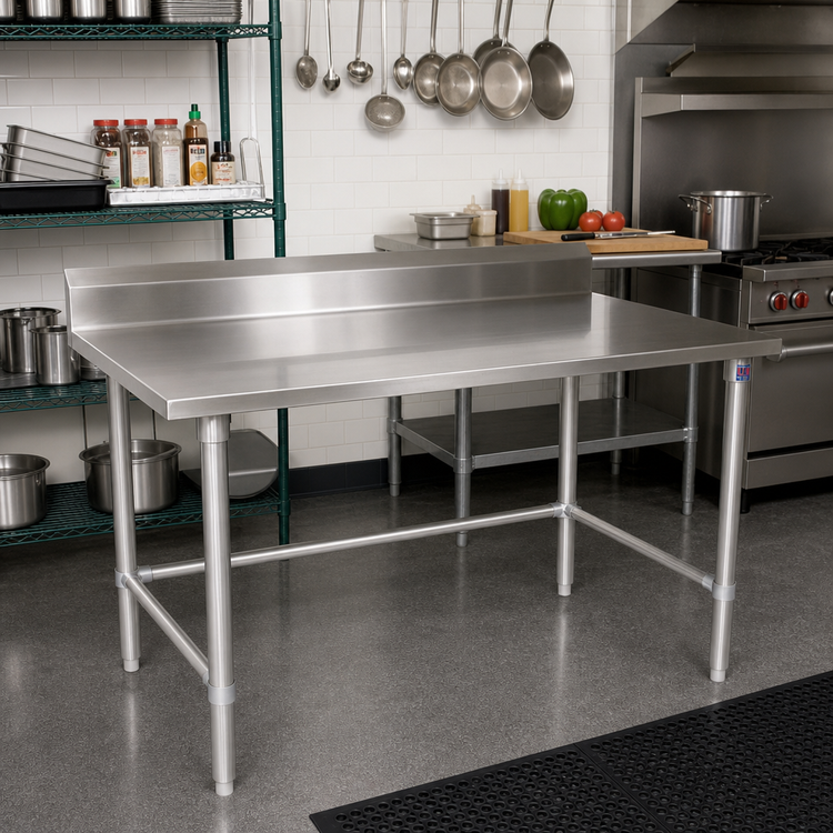 Product image #2 for John Boos Stallion 84-Inch x 24-Inch Stainless Steel Work Table with 5-Inch Backsplash