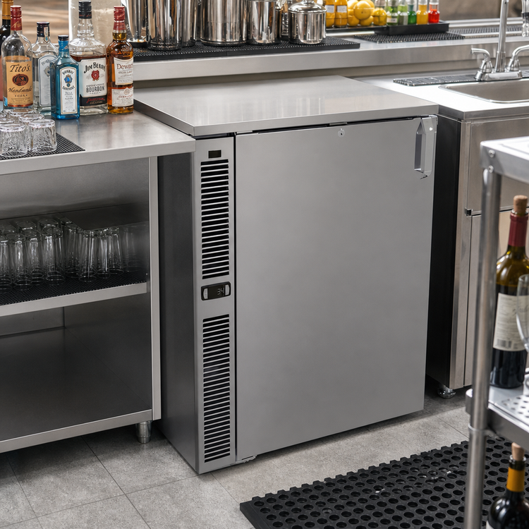 Product image #2 for Glastender One-Zone Side-Serviced Bar Profile Back Bar Cooler, 28-Inch, One-Section, Self-Contained