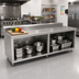 Thumbnail image #2 for John Boos 96-Inch x 24-Inch Stainless Steel Work Table with Open Front Cabinet Base and 5-Inch Backsplash