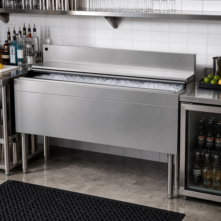 Product image #2 for Glastender 48 Inch Underbar Ice Bin with 10-Circuit Cold Plate and 134 lb Capacity