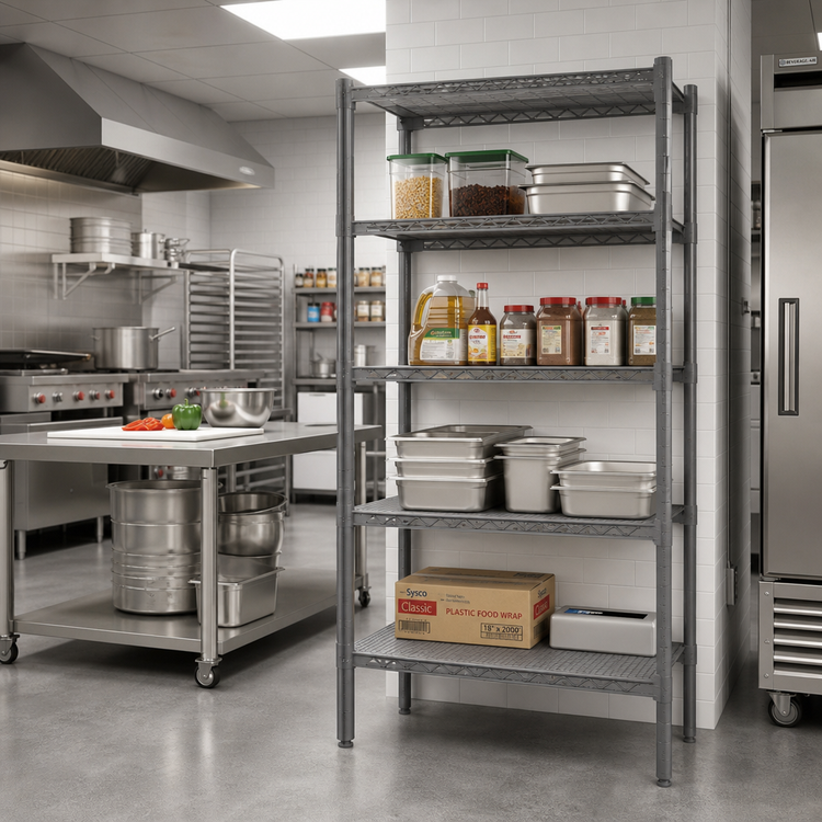 Product image #2 for Eagle Group Valu-Master 5-Tier Add-On Wire Shelving Unit, 36 x 18 x 74 Inches, Pewter Gray Epoxy Finish