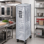 Thumbnail image #2 for Cambro GBCTUGNPR11CLR Clear Vinyl Full-Height Rack Cover for Full-Size GN 1/1 Food Pan Trolley Case of 6