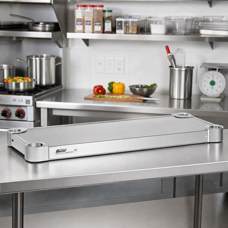 Product image #3 for Eagle Group Quik-Set Solid Stainless Steel Shelf with Marine Edge, 36 x 18 Inches