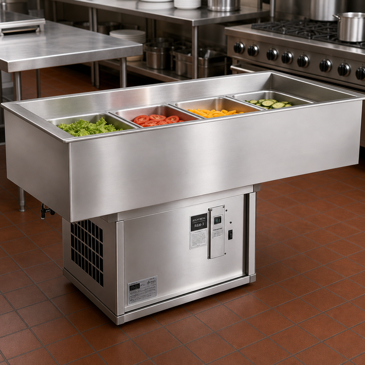 Product image #2 for Atlas Metal RM-3 3-Pan Self-Contained Drop-In Cold Food Well