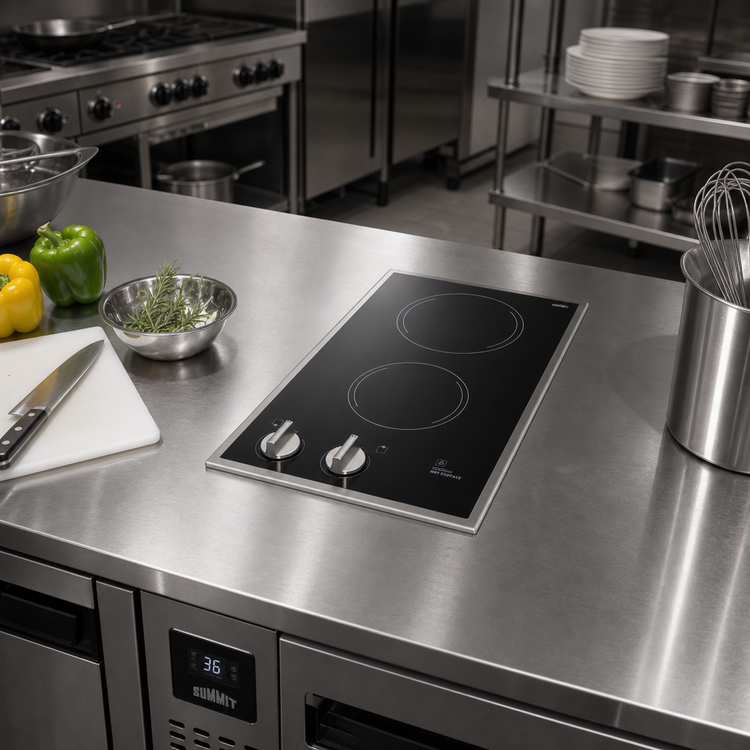 Product image #3 for Summit Commercial CR2B12ST 11-3/4-Inch Built-In 2-Burner Electric Radiant Cooktop with Black Ceramic Glass Surface