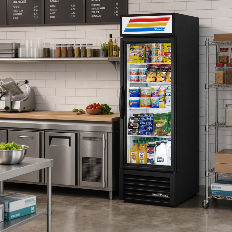 Product image #2 for True 27-Inch One-Section Glass Door Merchandiser Refrigerator, Standard Look, Black
