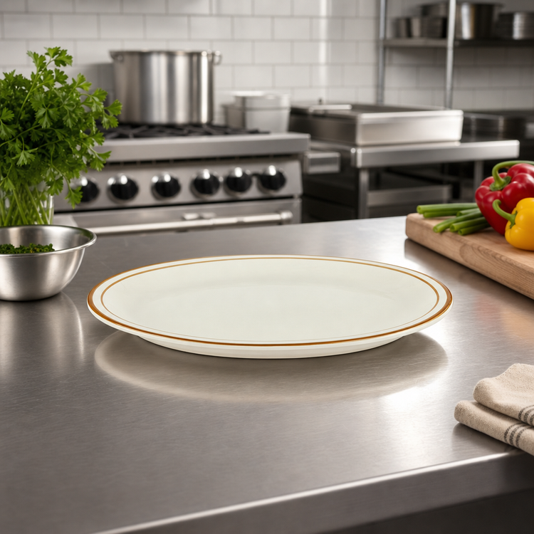 Product image #3 for Crestware Spice 9-5/8 x 8 Inch Oval Narrow Rim Ceramic Platter
