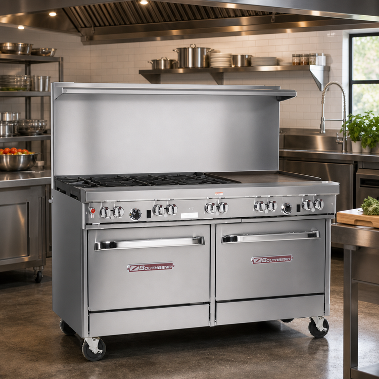 Product image #2 for Southbend Ultimate 60-Inch Gas Restaurant Range with 4 Open Burners, 36-Inch Griddle and 2 Standard Ovens