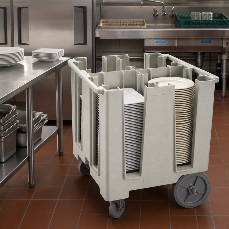 Product image #3 for Cambro Versa 4-Column Dish Caddy for 11-1/4 Inch Round or 9-1/2 Inch Square Plates, Speckled Gray