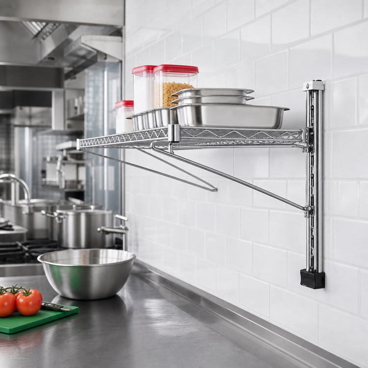 Product image #2 for Eagle Group Adjustable Post Wire Wall Mount End Unit for 24-Inch Deep Shelves, Chrome-Plated